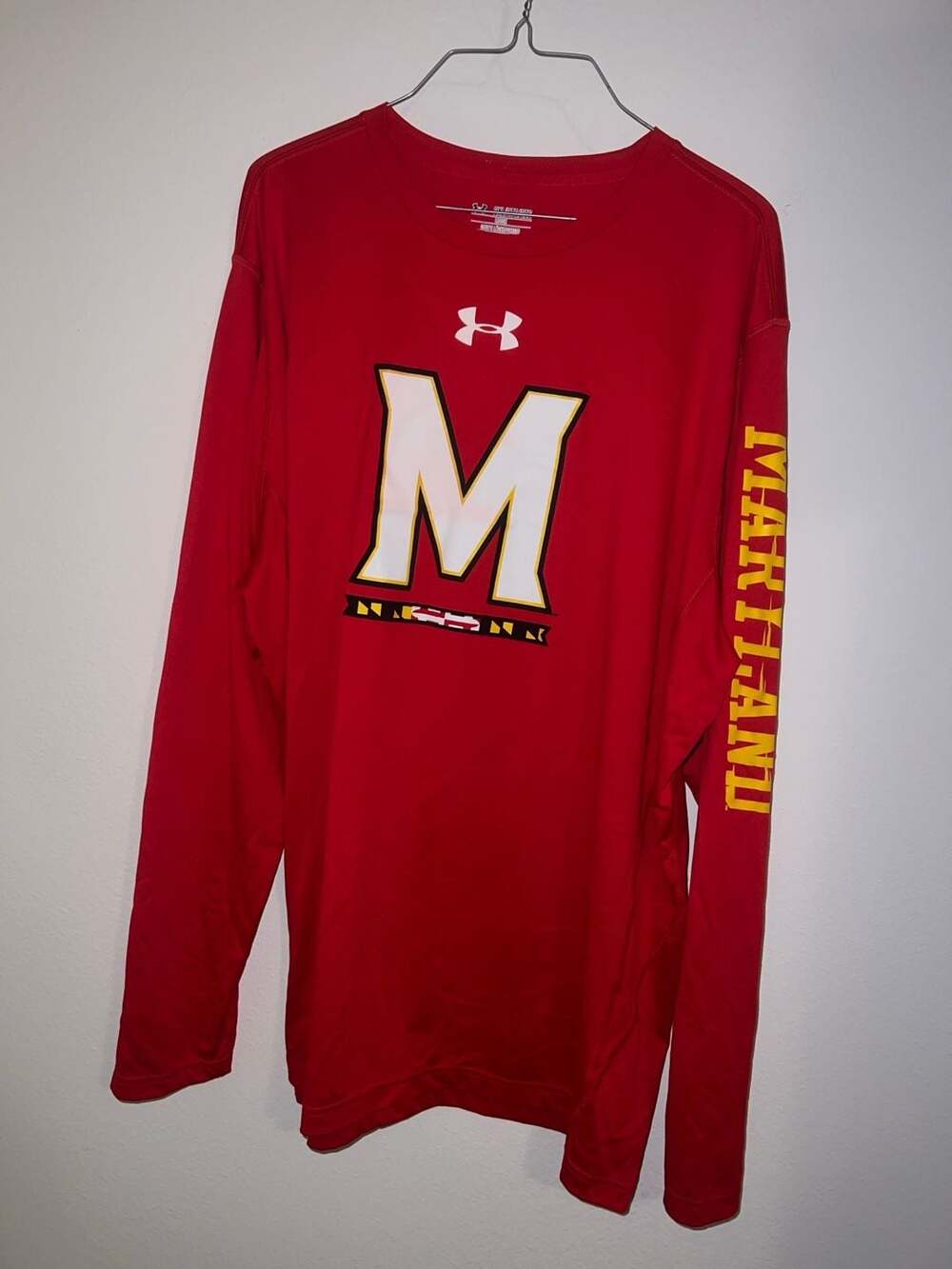 Mens Under Armour Maryland Terrapins Long Sleeve HeatGear Shirt Size 2XL